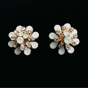 Vintage Moonstone Big Flower Post Earrings